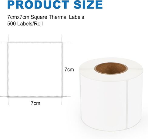 2.8" x 2.8" White Square Thermal Label Stickers, Self-Adhesive Large Square Direct Thermal Labels with Perforation Line Compatible with Most Thermal Printers (500 Sheets/Roll) in Kuwait