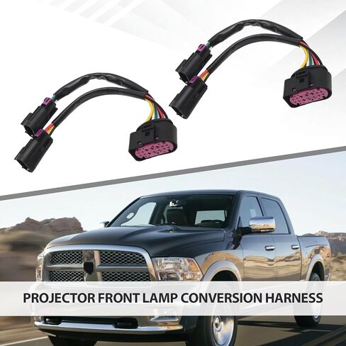 Anxingo 2Pcs Quad Housing to Projector Headlight Conversion Harness, Replacement for Dodge Ram Truck 2009-2018, Replacement for Ram Headlight Harness in Saudi Arabia