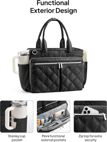 TOPEAST Teacher Tote Bag for Women, Lightweight Laptop Work Bag Quilted Travel Handbag with Cup Holder for Nurse Student in Kuwait