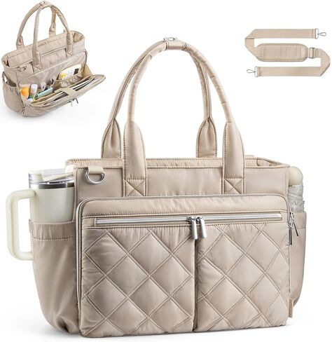 TOPEAST Teacher Tote Bag for Women, Lightweight Laptop Work Bag Quilted Travel Handbag with Cup Holder for Nurse Student in Kuwait