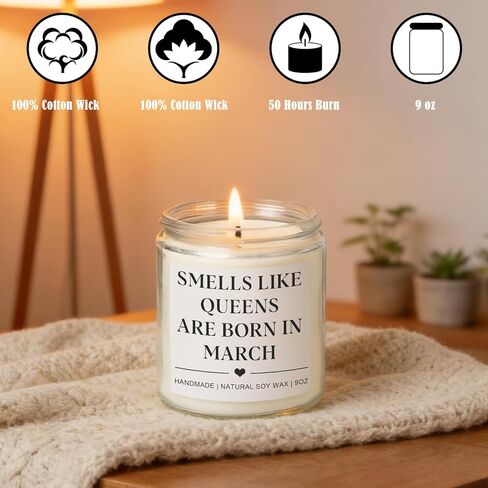 هدايا عيد ميلاد شهر مارس للنساء والرجال - شمعة "ولادة الملكات في شهر مارس"، أفكار هدايا عيد ميلاد مضحكة في العشرين والثلاثين والأربعين والخمسين للأم والزوجة والأخت والصديقة المفضلة in Kuwait
