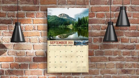 تقويم جداري للجبال 2026 مقاس 16 شهرًا مقاس X-Large 14x22، تقويم المناظر الطبيعية الجبلية من شركة KING-Monster Calendars in Kuwait
