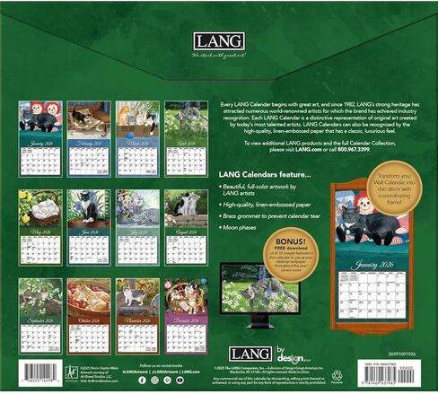 LANG LOVE OF CATS 2026 Wall Calendar - Made in USA in Saudi Arabia