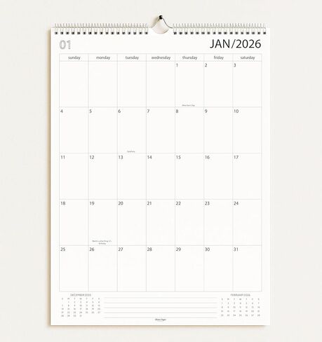 Wall Calendar 2026-2027, 18 Months, Runs From January 2026 to June 2027, 17" x 12" Large Wall Calendar with Hanger, Thick Paper, Spiral Binding, Easy to Write Down Your Plans and Daily/ Sleek Business Design. in Saudi Arabia