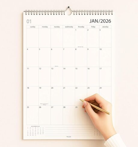 Wall Calendar 2026-2027, 18 Months, Runs From January 2026 to June 2027, 17" x 12" Large Wall Calendar with Hanger, Thick Paper, Spiral Binding, Easy to Write Down Your Plans and Daily/ Sleek Business Design. in Saudi Arabia