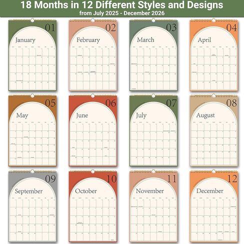 2025-2026 Large Wall Calendar - 18 Months Hanging Wall Calendar from July 2025 to December 2026, Monthly 2025 Calendar with Thick Paper, Perfect for Office & Home, 10" x 14.7" in Kuwait