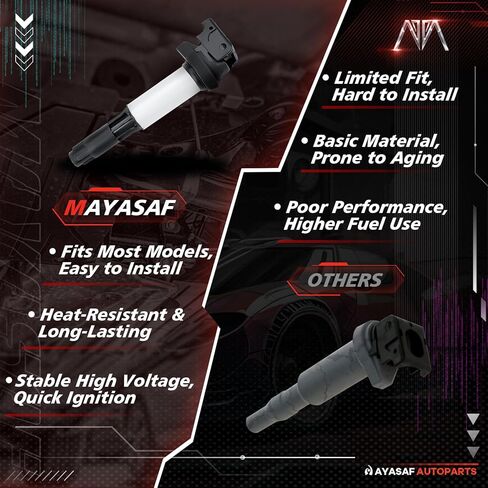ملف إشعال MAYASAF UF522 [عبوة من 8] بديل مناسب لسيارات BMW 120I/320I/325CI/325I/325XI/330CI/330I/330XI/525I/530I/545I/550I/645CI/650CI/650I/745I/ALPINA B7/M3/X3/X5/Z3/Z4 لرولز رويس فانتوم in Saudi Arabia