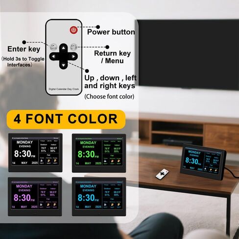 10.1inch WiFi Digtial Calendar Clock with Day and Date Alarm Clock with Weather Temperature Humidify Dementia Alzheimers Clock for Elderly Auto Dimmable 8 Alarm Options in Saudi Arabia