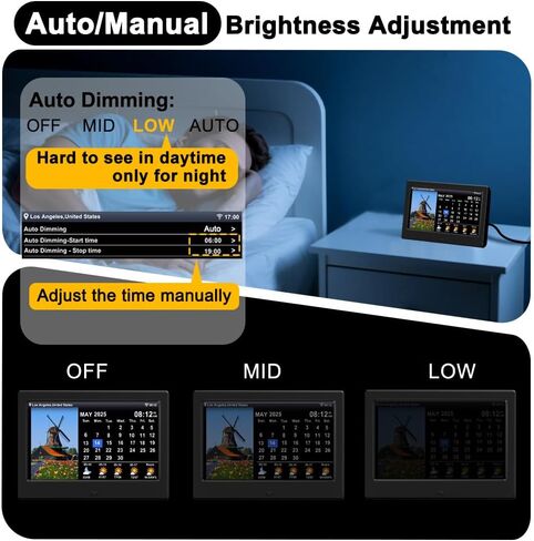10.1inch WiFi Digtial Calendar Clock with Day and Date Alarm Clock with Weather Temperature Humidify Dementia Alzheimers Clock for Elderly Auto Dimmable 8 Alarm Options in Saudi Arabia