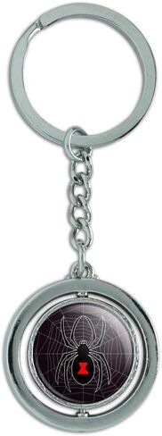 GRAPHICS & MORE Black Spider on Web Keychain Spinning Round Chrome Plated Metal in Saudi Arabia