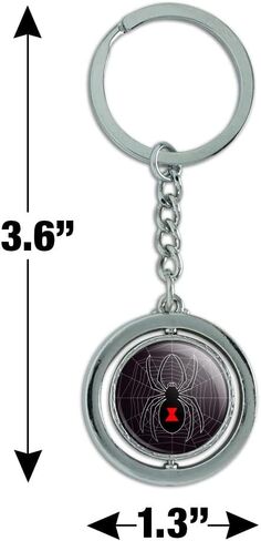 GRAPHICS & MORE Black Spider on Web Keychain Spinning Round Chrome Plated Metal in Saudi Arabia