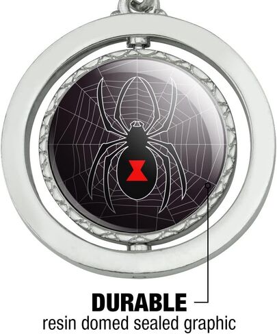 GRAPHICS & MORE Black Spider on Web Keychain Spinning Round Chrome Plated Metal in Saudi Arabia