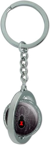 GRAPHICS & MORE Black Spider on Web Keychain Spinning Round Chrome Plated Metal in Saudi Arabia