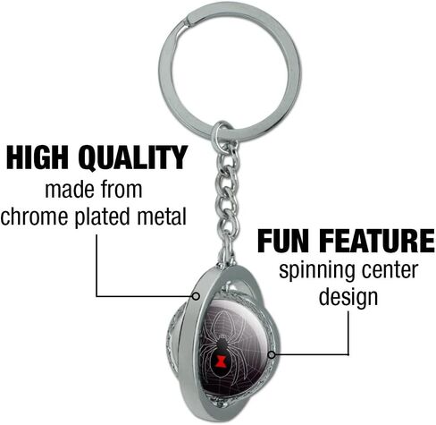 GRAPHICS & MORE Black Spider on Web Keychain Spinning Round Chrome Plated Metal in Saudi Arabia