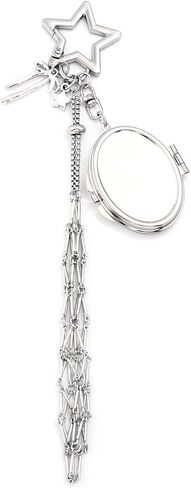 Silver Heart Chapstick Holder Mirror Keychain - Y2K Bag Charm Lipstick Holder Purse Charm for Valentine's Day Gift in Saudi Arabia