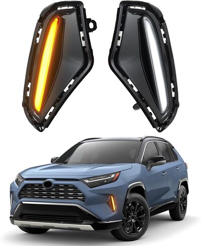 مصابيح الضباب Led لتويوتا RAV4 2019-2025 LE XLE Hybrid SE XSE ضوء النهار الجري العنبر بدوره مصباح إشارة in Kuwait
