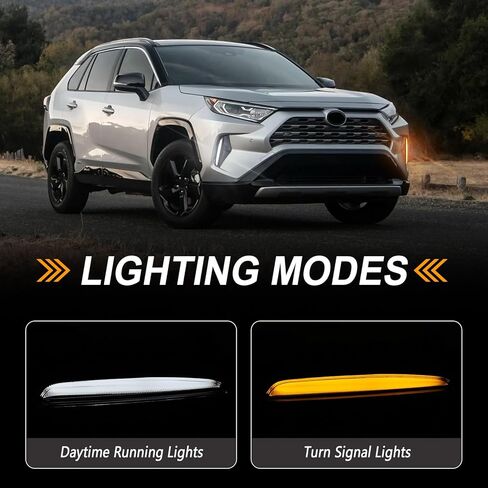 مصابيح الضباب Led لتويوتا RAV4 2019-2025 LE XLE Hybrid SE XSE ضوء النهار الجري العنبر بدوره مصباح إشارة in Kuwait