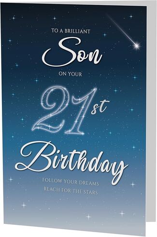 21st Birthday Card for Son – Starry Night A5 Greeting Card with Printed Verse – Premium UK Made Milestone Card in Kuwait