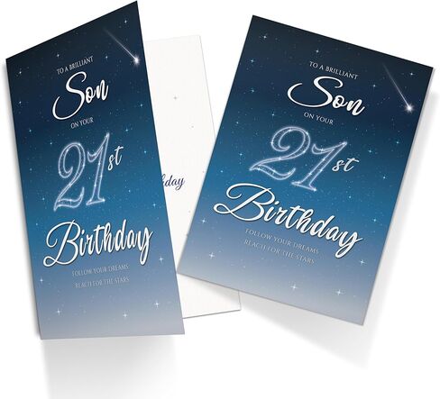 21st Birthday Card for Son – Starry Night A5 Greeting Card with Printed Verse – Premium UK Made Milestone Card in Kuwait