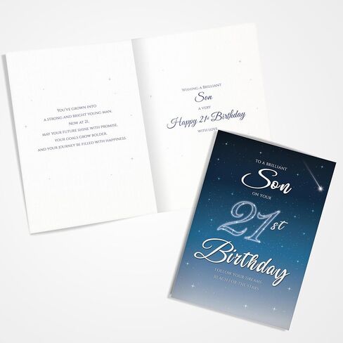 21st Birthday Card for Son – Starry Night A5 Greeting Card with Printed Verse – Premium UK Made Milestone Card in Kuwait
