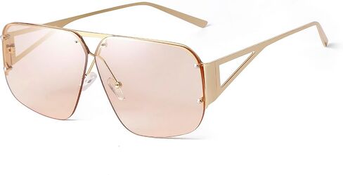 Trendy Aviator Sunglasses for Women Men Oversized Retro Rimless Fashion Metal Glasses Shades Lentes De Sol Mujer in Kuwait