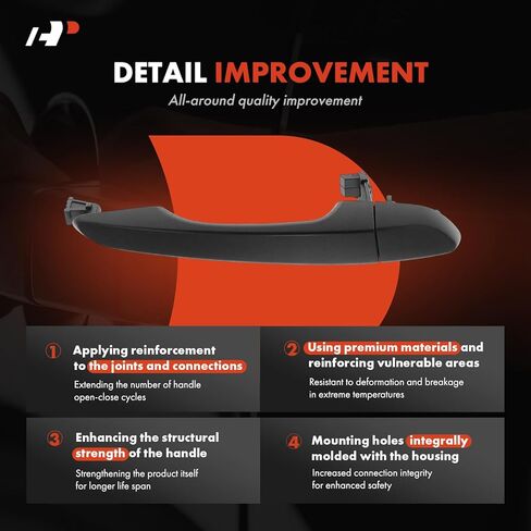 A-Premium Front Right Passenger Side Exterior Door Handle Compatible with Hyundai Kona 2018-2023, Kona Electric 2019-2023, Kona N 2022-2023, with Cover, Black in Saudi Arabia