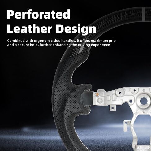 Real Carbon Fiber Steering Wheel for Nissan 370Z 2008-2022,Nappa Perforated Anti-Slip Perforated Leather Grip (White Positioning Line) in Saudi Arabia