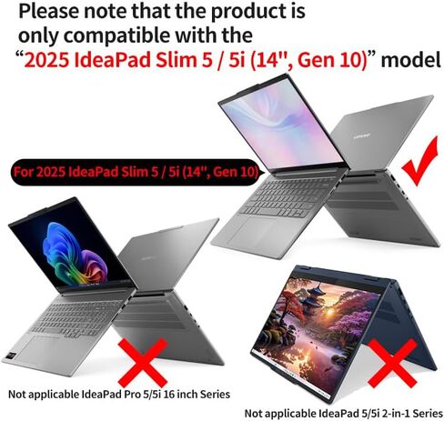 Laptop Case Set for 2026/2025 IdeaPad Slim 5a / 5i (14", Gen 10/11) Scratch-Resistant & Drop-Resistant Hard Shell Frosted Transparent​ Protective Cover + Keyboard Cover + Screen Film in Kuwait