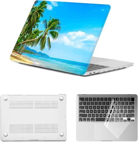 for MacBook Air M4 M3 M2 13 inch Case 2025 2024 2023 2022 A2681 A3113 A3240 Retina/Touch ID,Protective Computer Case & Keyboard Cover for MacBook Cover Air 13",Blue Beach in Kuwait