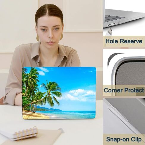 for MacBook Air M4 M3 M2 13 inch Case 2025 2024 2023 2022 A2681 A3113 A3240 Retina/Touch ID,Protective Computer Case & Keyboard Cover for MacBook Cover Air 13",Blue Beach in Kuwait