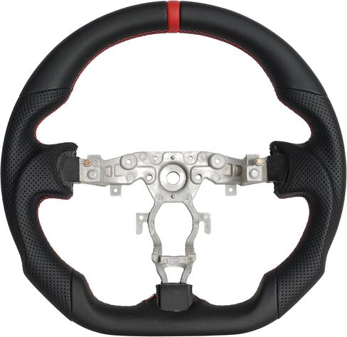 Real Carbon Fiber Steering Wheel for Nissan 370Z 2008-2022,Nappa Perforated Anti-Slip Perforated Leather Grip (White Positioning Line) in Kuwait