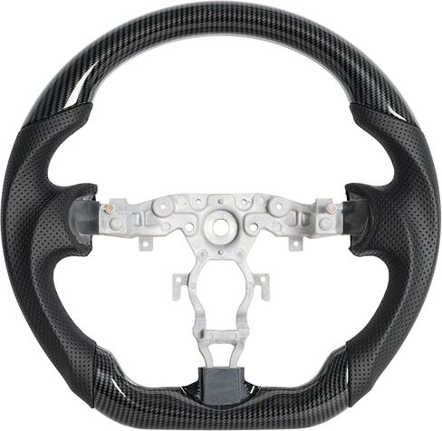 Real Carbon Fiber Steering Wheel for Nissan 370Z 2008-2022,Nappa Perforated Anti-Slip Perforated Leather Grip (White Positioning Line) in Saudi Arabia