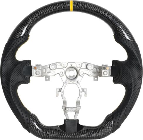 Real Carbon Fiber Steering Wheel for Nissan 370Z 2008-2022,Nappa Perforated Anti-Slip Perforated Leather Grip (White Positioning Line) in Saudi Arabia