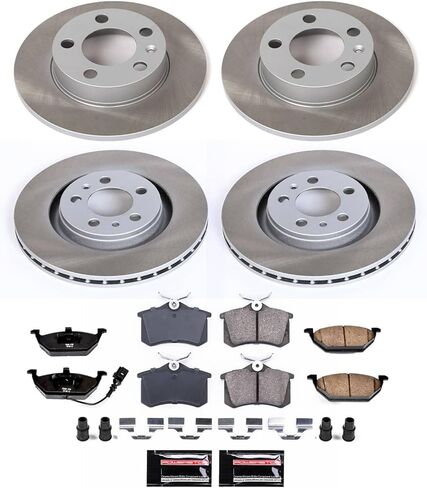 PowerStop Front and Rear Brake Kit For Volkswagen Beetle 1999-06 | Volkswagen Golf 1999-06 | Volkswagen Jetta 1999-05 - Ceramic Brake Pads + Semi Coated Rotors Replacement, SC840 in Saudi Arabia