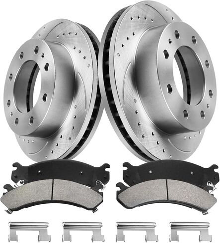 Front Brake Pads And Rotors Kit Compatible With 2001-2010 Chevrolet Silverado 2500 HD, 55072 D784-7652 Automotive Replacement Brake Kits Geomet Drilled And Slotted Rotors 325mm(12.8in) in Saudi Arabia