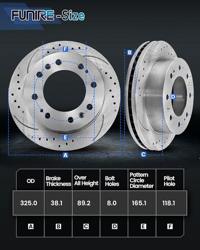 Front Brake Pads And Rotors Kit Compatible With 2001-2010 Chevrolet Silverado 2500 HD, 55072 D784-7652 Automotive Replacement Brake Kits Geomet Drilled And Slotted Rotors 325mm(12.8in) in Saudi Arabia