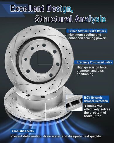 Front Brake Pads And Rotors Kit Compatible With 2001-2010 Chevrolet Silverado 2500 HD, 55072 D784-7652 Automotive Replacement Brake Kits Geomet Drilled And Slotted Rotors 325mm(12.8in) in Saudi Arabia