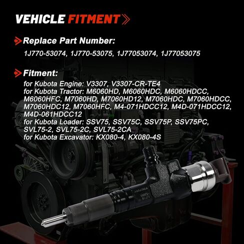 4 قطعة 1J770-53074 1J770-53075 حاقن الوقود لمحرك كوبوتا V3307 KX080-4 SSV75 SSV75PC SVL75-2 SVL75-2C M6060HFC M7060HFC M4-071HDC12 M4D-061HDC12 in Saudi Arabia