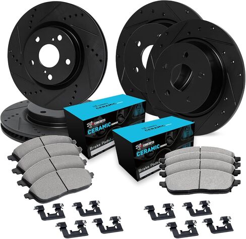 R1 Concepts Front and Rear Brakes and Rotors| Hardware Included| Front and Rear Ceramic Brake Pads and Rotors Kit| Fits 2008-2012 Honda Accord in Saudi Arabia