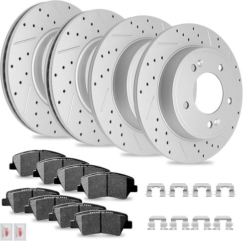 Disc Brake Kits with Pads and Rotors Front & Rear Drilled Slotted Vented Rotor for 2013 2014 2015 2016 Hyundai Elantra (Gt) 2013-2014 Elantra Coupe 2012 Veloster 2014-2016 Kia Forte Koup in Kuwait