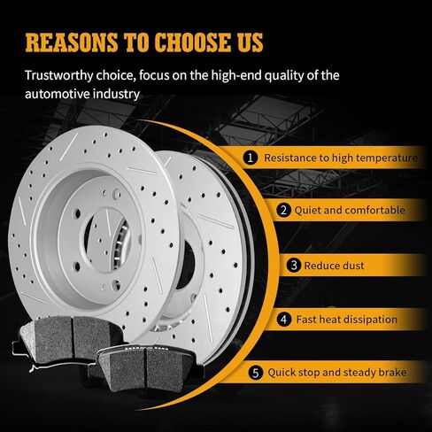 Disc Brake Kits with Pads and Rotors Front & Rear Drilled Slotted Vented Rotor for 2013 2014 2015 2016 Hyundai Elantra (Gt) 2013-2014 Elantra Coupe 2012 Veloster 2014-2016 Kia Forte Koup in Kuwait