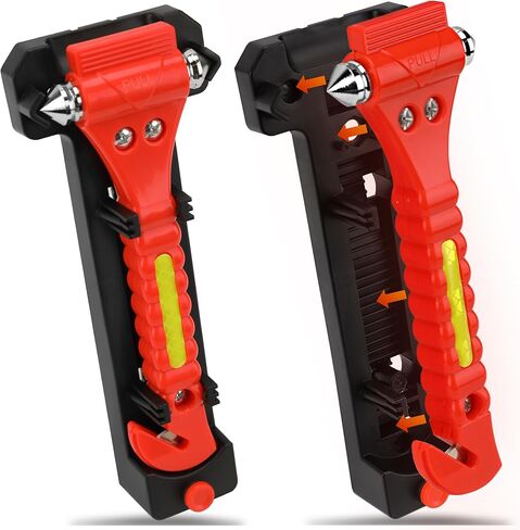 2-in-1 Car Window Breaker Seatbelt Cutter - Car Glass Breaker Tool,2 Pack Emergency Window Breaker Tool Auto Glass Breaker with Light Reflective,A Must Have Car Escape Tool for Every Vehicle in Saudi Arabia