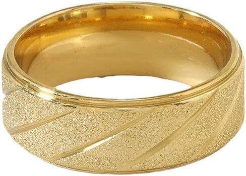 Textured Minimalist Titanium Plated Rings for Men and Women - Embossed Sand Stripe Wedding Band in Saudi Arabia