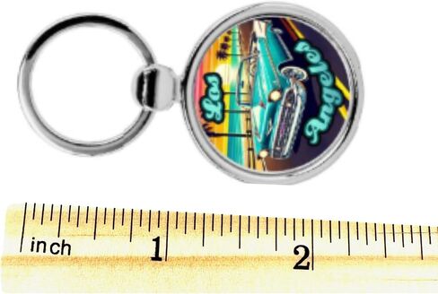 Westmon Works Los Angeles Keychain Metal Key Ring LA California تذكارية مع صورة سيارة عتيقة، صنع في الولايات المتحدة الأمريكية in Saudi Arabia