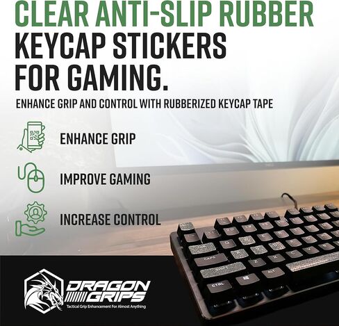 Dragon Grips Gaming Keyboard Grips Set for Backlit Keycaps Mechanical Keyboard & Gamer Mouse (Clear) Self Adhesive | Designed for Razer Redragon Logitech Corsair & All Gaming Keyboards | 35 Pc Set in Kuwait