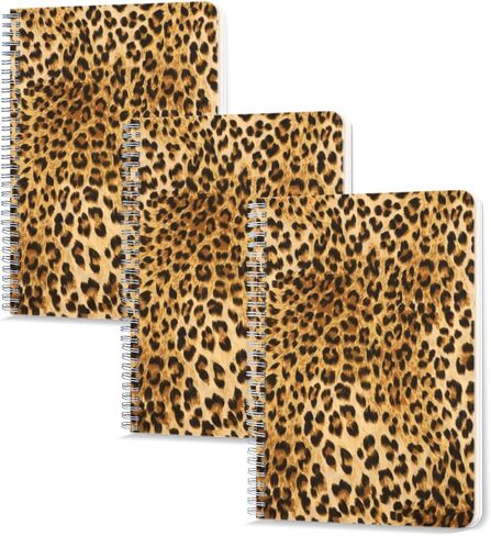 Lined Spiral Journal Notebook,100 Pages,3 Pack,5.71x 8.26 inches College Ruled Paper Double-Wire Spiral Notebook for Study and Notes - Leopard Pattern in Saudi Arabia