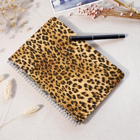 Lined Spiral Journal Notebook,100 Pages,3 Pack,5.71x 8.26 inches College Ruled Paper Double-Wire Spiral Notebook for Study and Notes - Leopard Pattern in Saudi Arabia