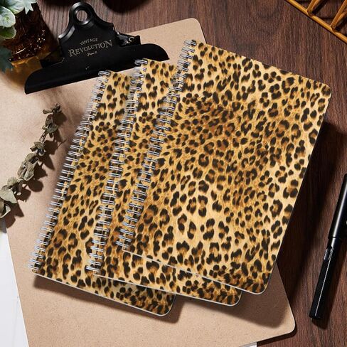 Lined Spiral Journal Notebook,100 Pages,3 Pack,5.71x 8.26 inches College Ruled Paper Double-Wire Spiral Notebook for Study and Notes - Leopard Pattern in Saudi Arabia