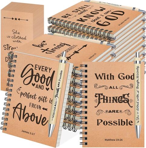 90 Pcs/30 Set Christian Spiral Notebooks Bulk with Ballpoint Pen and Bookmark; Small Prayer Journal Notebook; Christian Gifts for Church Members, Bible Study Groups & Church Families in Kuwait