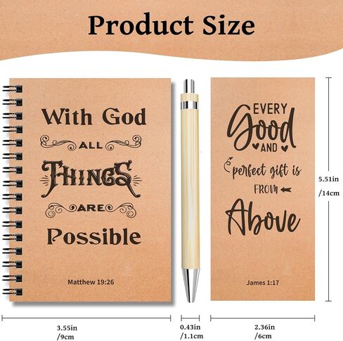 90 Pcs/30 Set Christian Spiral Notebooks Bulk with Ballpoint Pen and Bookmark; Small Prayer Journal Notebook; Christian Gifts for Church Members, Bible Study Groups & Church Families in Kuwait